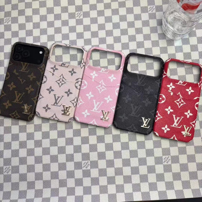 Leather Phone Case with Card Holder For iPhone 12-17