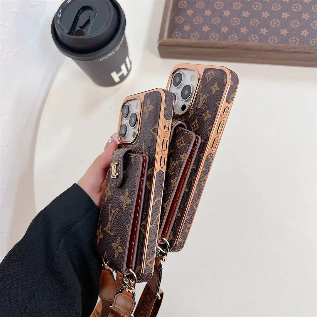 Luxury Brand Phone Case Card Holder Crossbody for iPhone 13-17