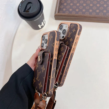 Luxury Brand Phone Case Card Holder Crossbody for iPhone 13-17
