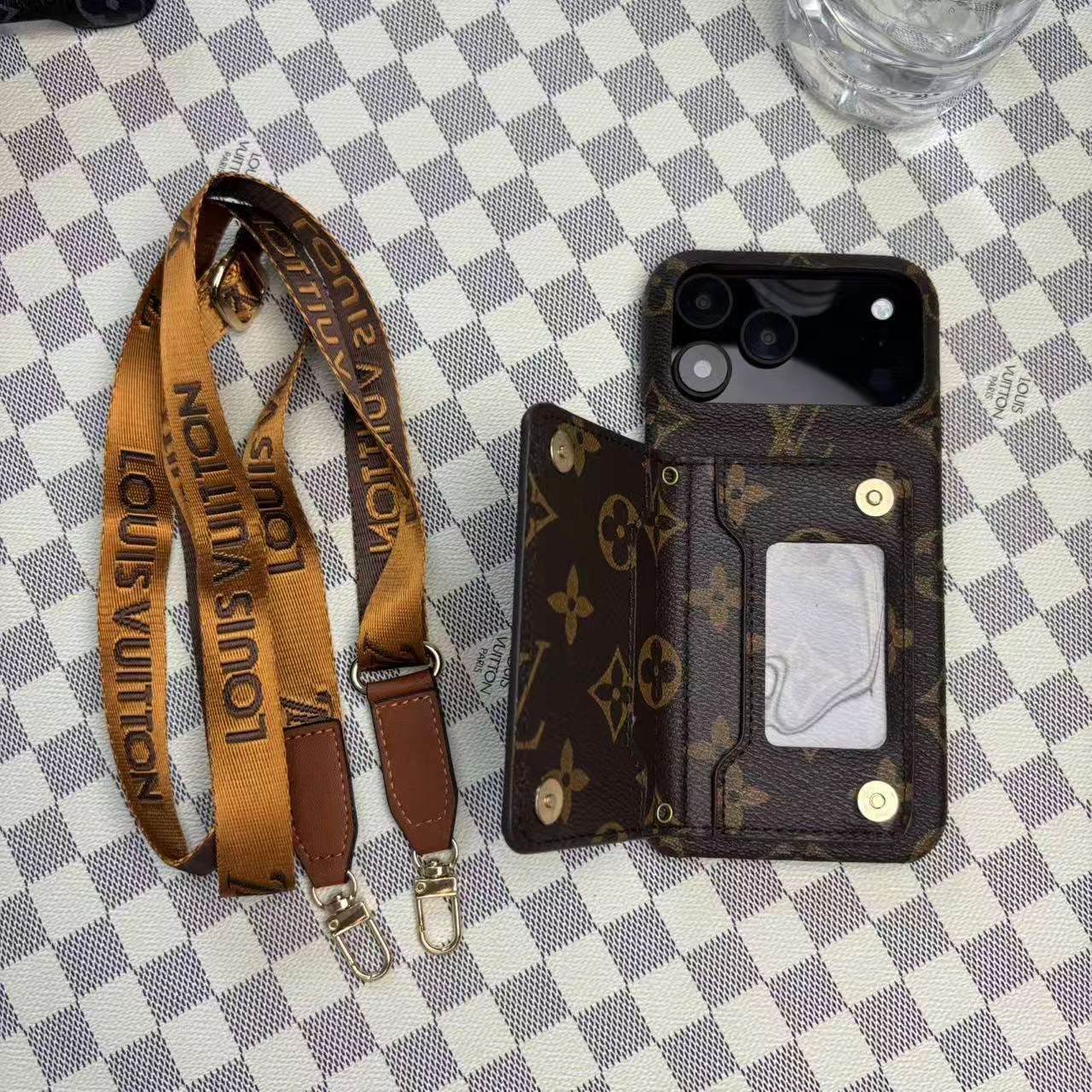 Monogram Leather Phone Case For iPhone 13-17