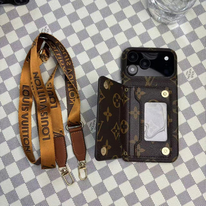 Monogram Leather Phone Case For iPhone 13-17