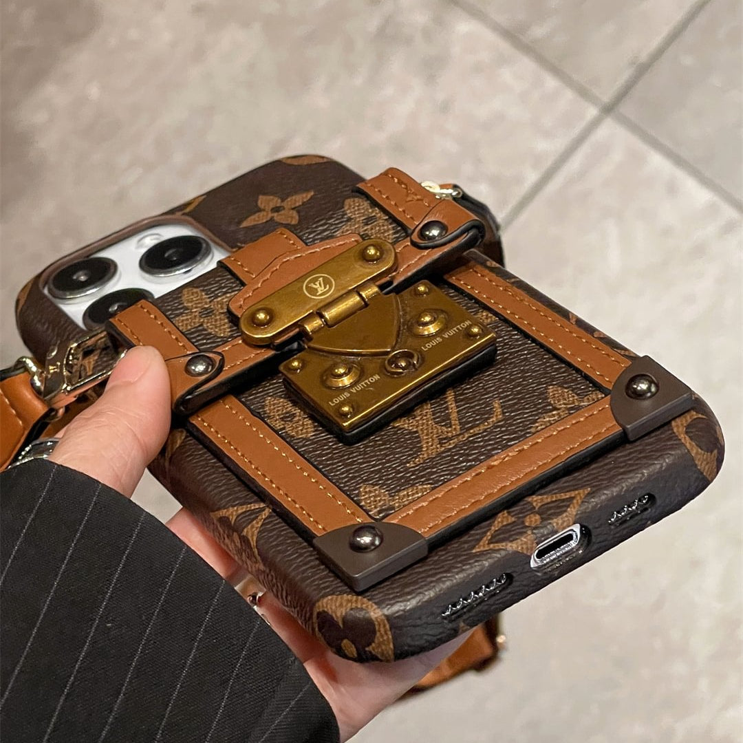 Canvas Leather Wallet Card Holder Crossbody Phone Case for iPhone 12-17