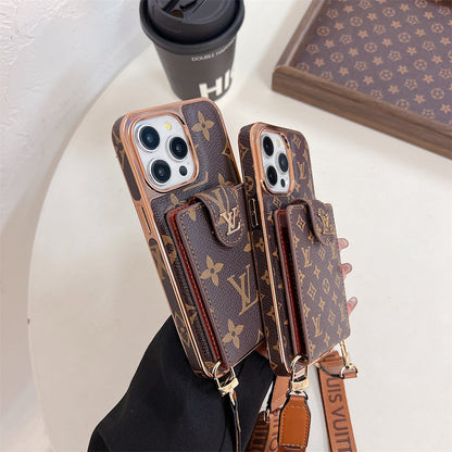 Luxury Brand Phone Case Card Holder Crossbody for iPhone 13-17