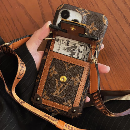 Canvas Leather Wallet Card Holder Crossbody Phone Case for iPhone 12-17