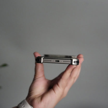 iPhone 17 Pro 9-Shaped Frameless Metal Bumper Case with Hidden Lens Stand | Shockproof Aviation-Grade Alloy Frame