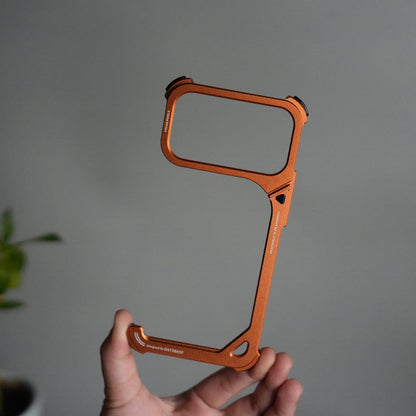 iPhone 17 Pro 9-Shaped Frameless Metal Bumper Case with Hidden Lens Stand | Shockproof Aviation-Grade Alloy Frame