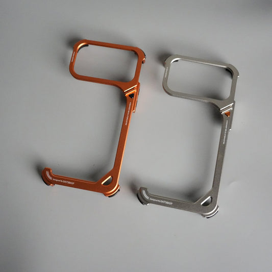 iPhone 17 Pro 9-Shaped Frameless Metal Bumper Case with Hidden Lens Stand | Shockproof Aviation-Grade Alloy Frame