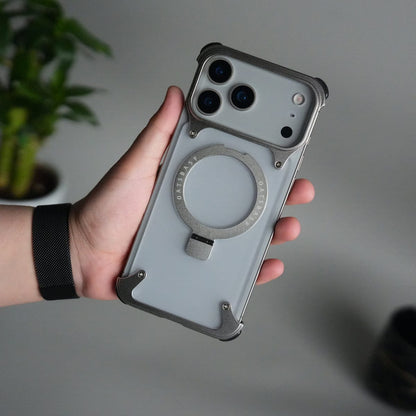 iPhone 17 Pro Frosted Frameless Metal Kickstand Case
