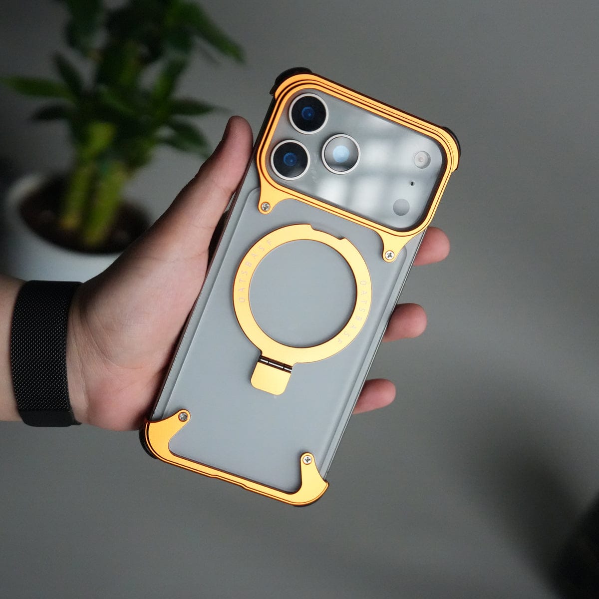 iPhone 17 Pro Frosted Frameless Metal Kickstand Case