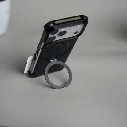 iPhone 17 Pro Leather Frameless Metal Kickstand Case