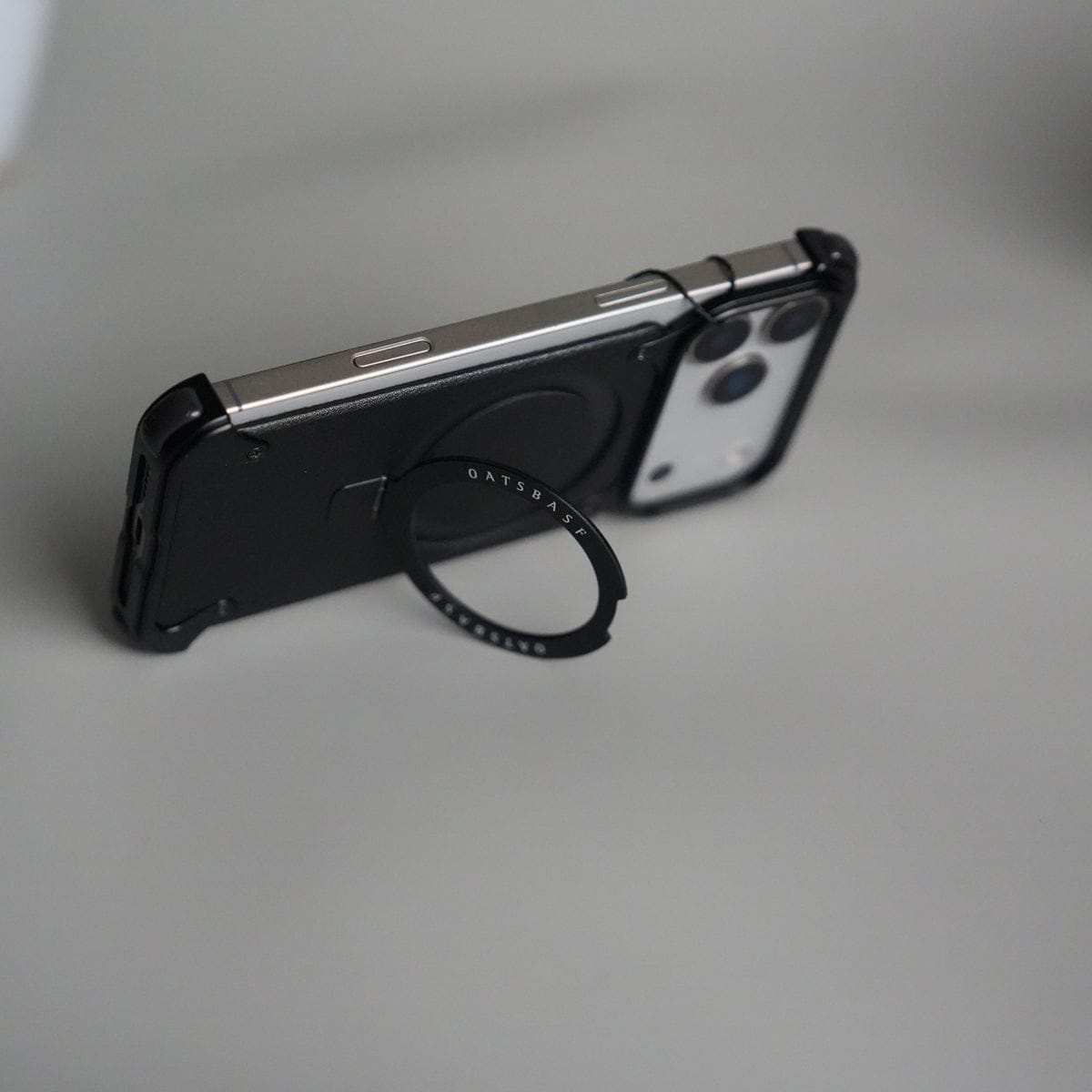 iPhone 17 Pro Leather Frameless Metal Kickstand Case