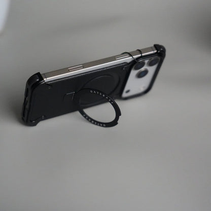 iPhone 17 Pro Leather Frameless Metal Kickstand Case