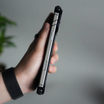 iPhone 17 Pro Leather Frameless Metal Kickstand Case