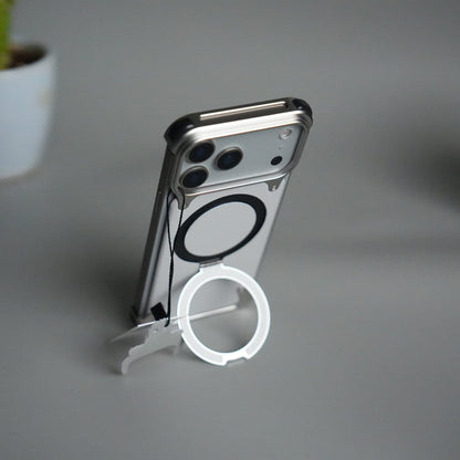 iPhone 17 Pro Leather Frameless Metal Kickstand Case