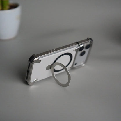 iPhone 17 Pro Max Leather Frameless Metal Kickstand Case