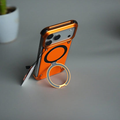 iPhone 17 Pro Leather Frameless Metal Kickstand Case