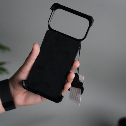 iPhone 17 Pro Leather Frameless Metal Kickstand Case