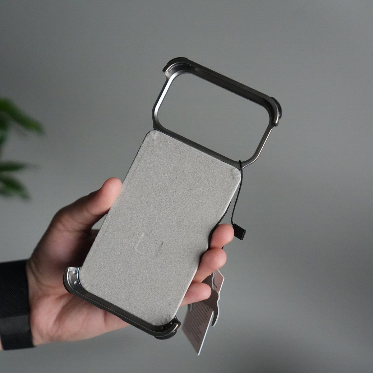 iPhone 17 Pro Leather Frameless Metal Kickstand Case