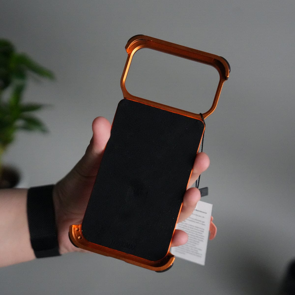 iPhone 17 Pro Leather Frameless Metal Kickstand Case