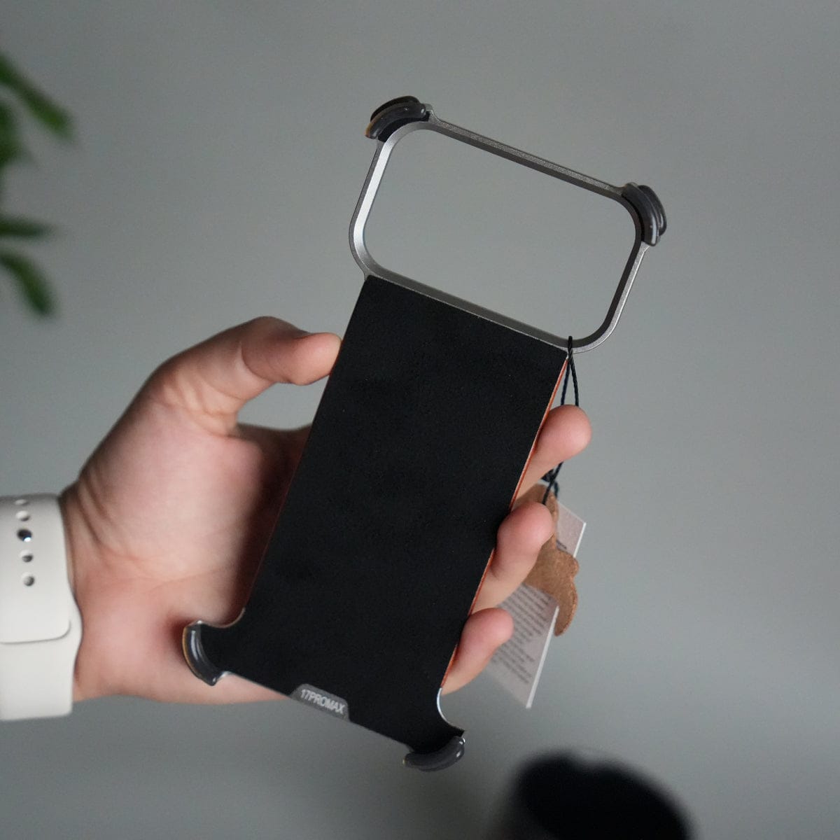 iPhone 17 Pro Magnetic Leather Case | Strong MagSafe + Metal Kickstand | Premium PU Leather Back with Aluminum Bumper Frame