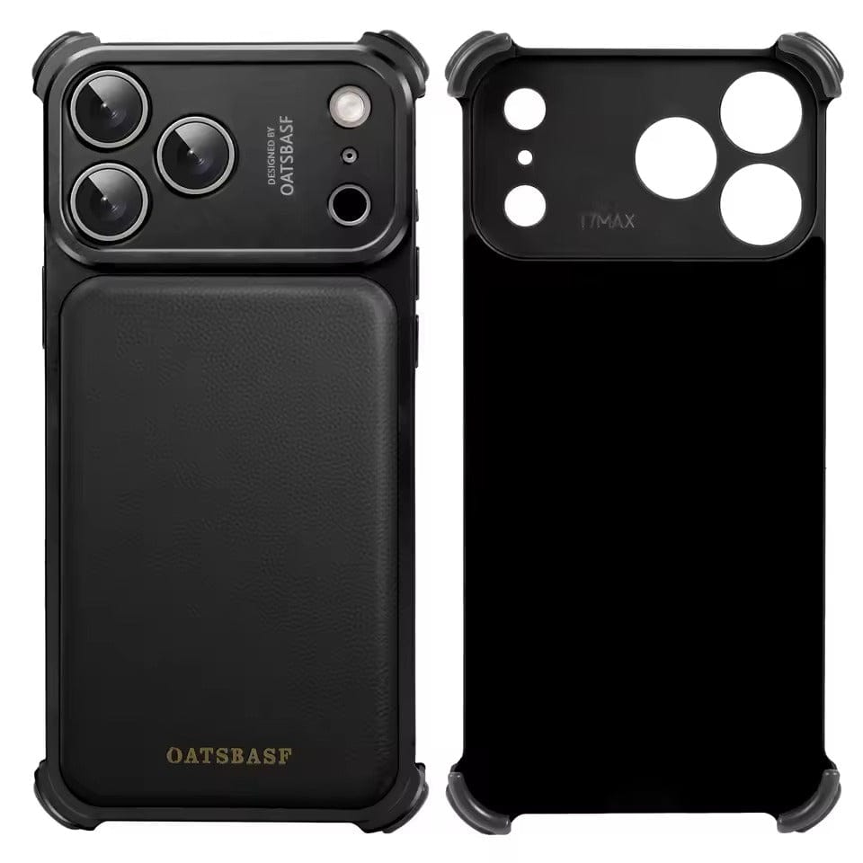 iPhone 17 Pro Premium Aluminum Metal Frame Case | Shockproof Corners | Luxury Leather Shells MagSafe Cover