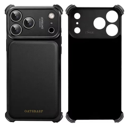 iPhone 17 Pro Premium Aluminum Metal Frame Case | Shockproof Corners | Luxury Leather Shells MagSafe Cover