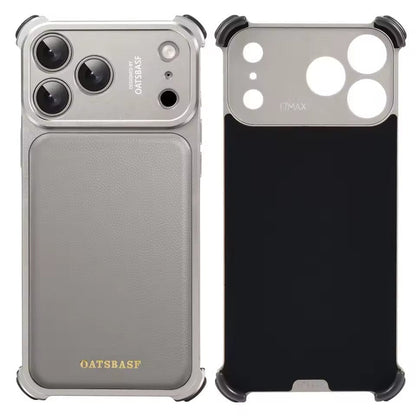 iPhone 17 Pro Max Premium Aluminum Metal Frame Case | Shockproof Corners | Luxury Leather Shells MagSafe Cover