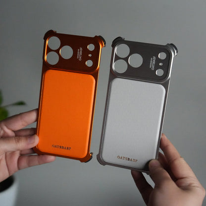 iPhone 17 Pro Premium Aluminum Metal Frame Case | Shockproof Corners | Luxury Leather Shells MagSafe Cover