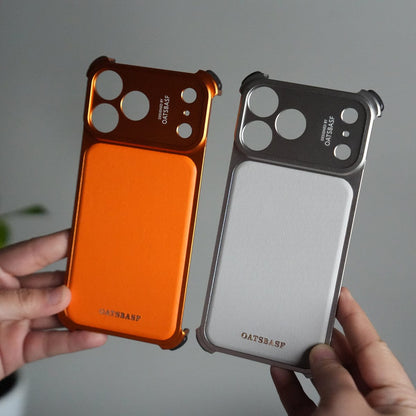 iPhone 17 Pro Max Premium Aluminum Metal Frame Case | Shockproof Corners | Luxury Leather Shells MagSafe Cover