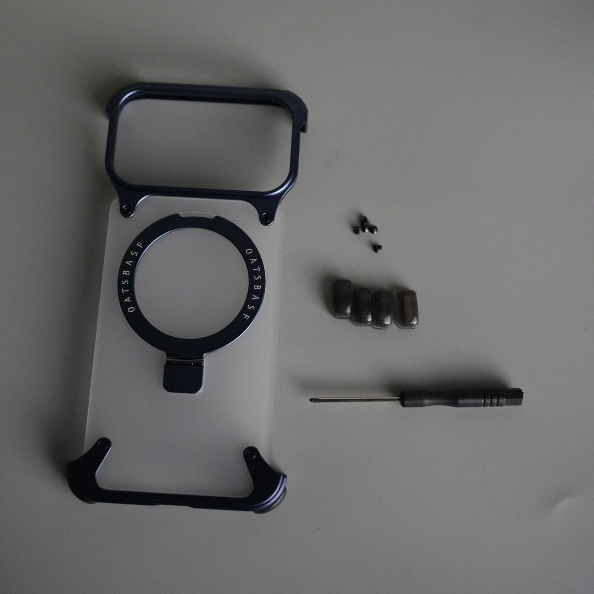 iPhone 17 Series Frosted Frameless Metal Kickstand Case | BLUE