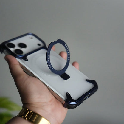 iPhone 17 Series Frosted Frameless Metal Kickstand Case | BLUE