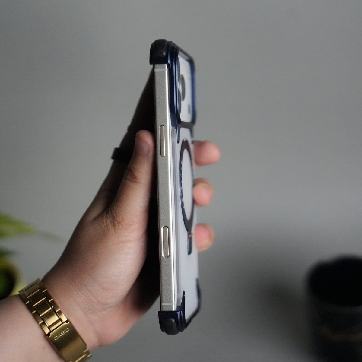 iPhone 17 Series Frosted Frameless Metal Kickstand Case | BLUE