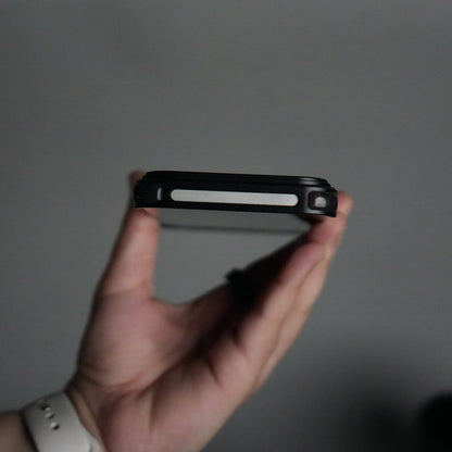 iPhone 17 Series Kevlar Fiber Texture Frameless Metal Kickstand Case