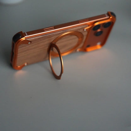 iPhone 17 Series Luxury Wooden Back + Metal Bumper Magsafe Case (Premium Edition)