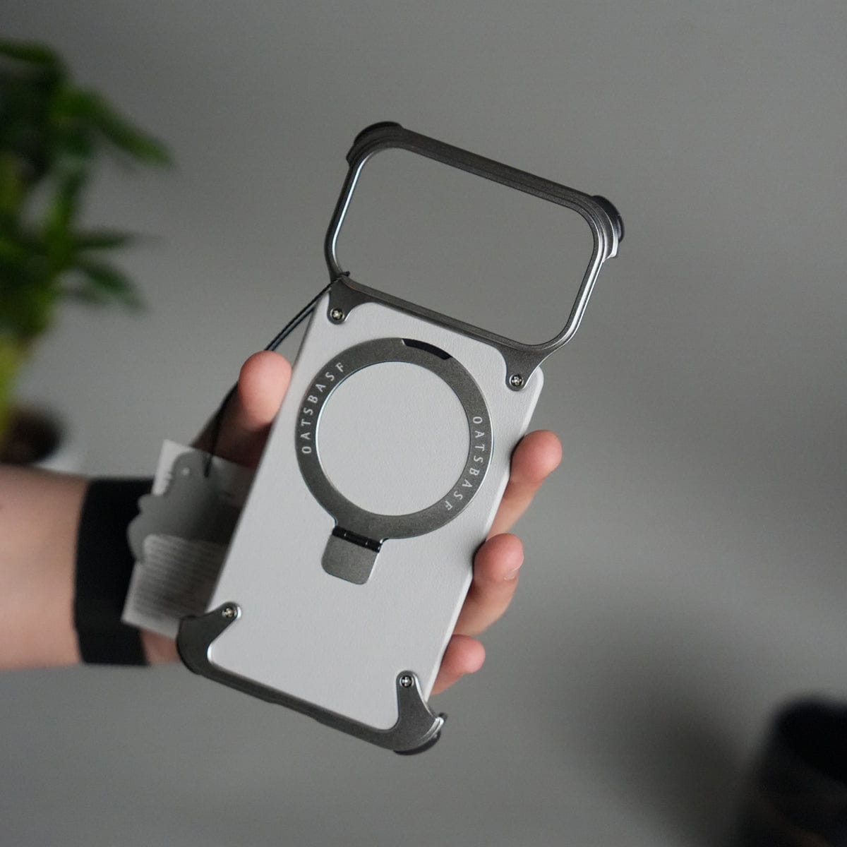 iPhone 17 Pro Leather Frameless Metal Kickstand Case