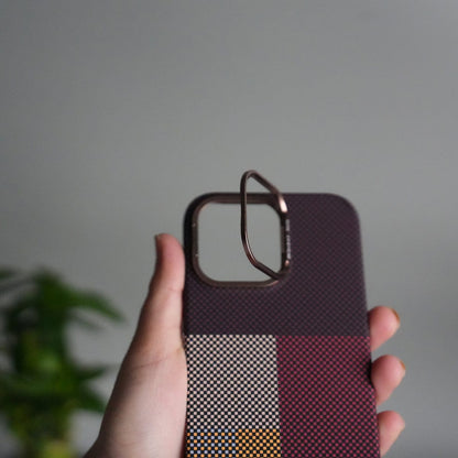 iPhone 15 Series Carbon Fiber Texture Design Hard Pc MagSafe Case Cover CornerYellow