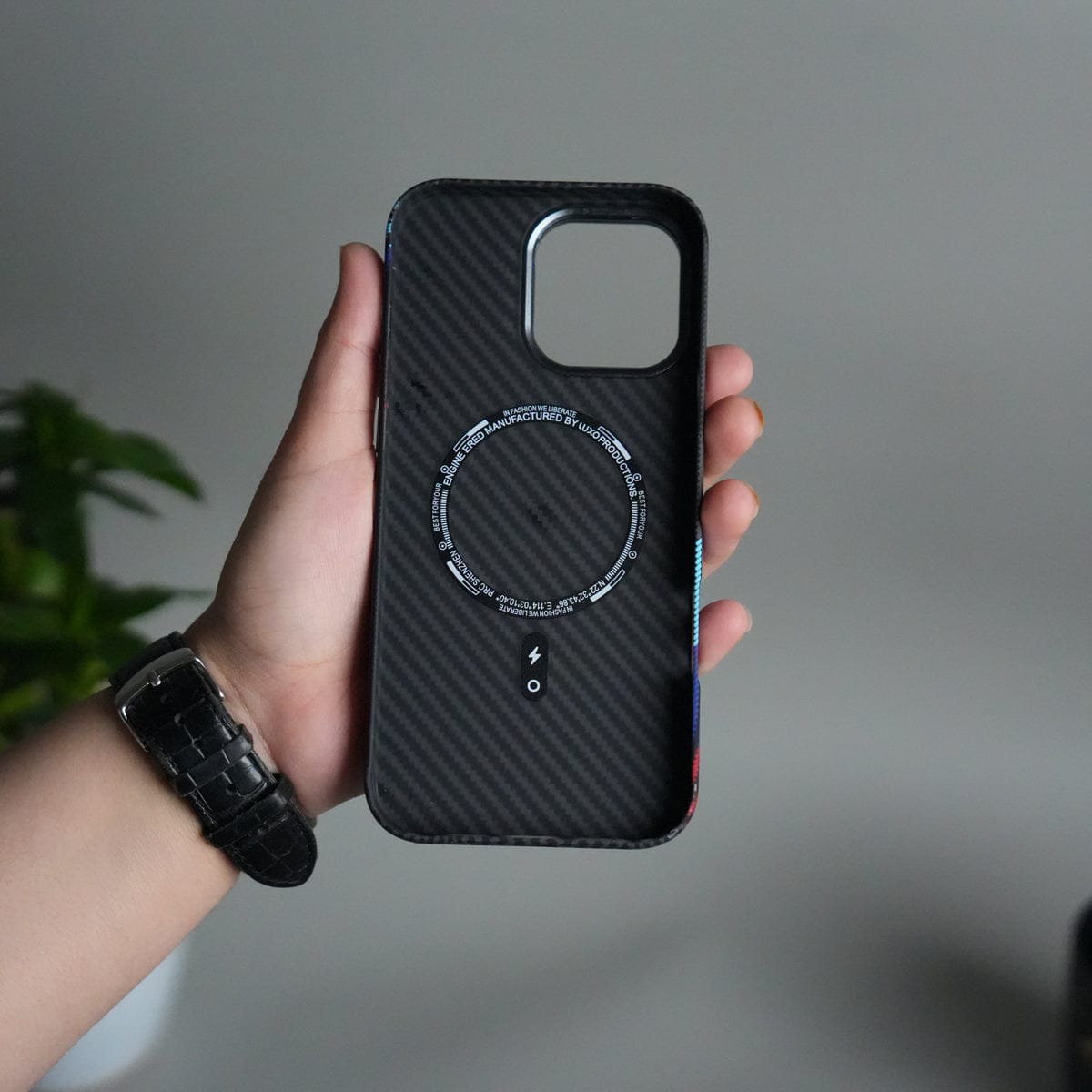 iPhone 15 Series Carbon Fiber Texture Design Hard Pc MagSafe Case Cover MintBlueRed