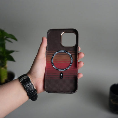 iPhone 15 Series Carbon Fiber Texture Design Hard Pc MagSafe Case Cover Orangered