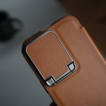 iPhone 15 Series Flip Case With Metal Camera Stand