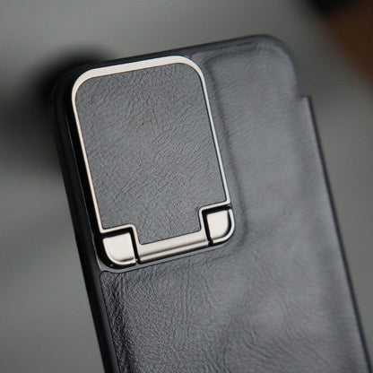 iPhone 15 Series Flip Case With Metal Camera Stand