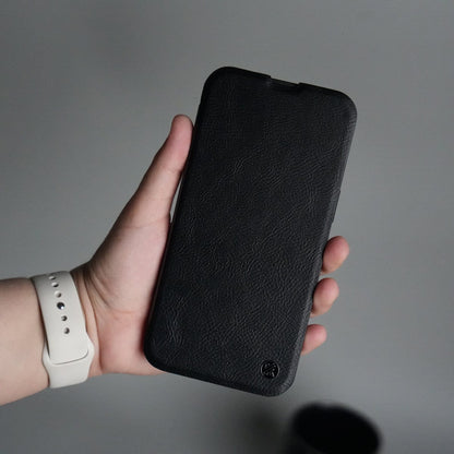 iPhone 15 Series Flip Case With Metal Camera Stand