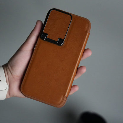 iPhone 15 Series Flip Case With Metal Camera Stand