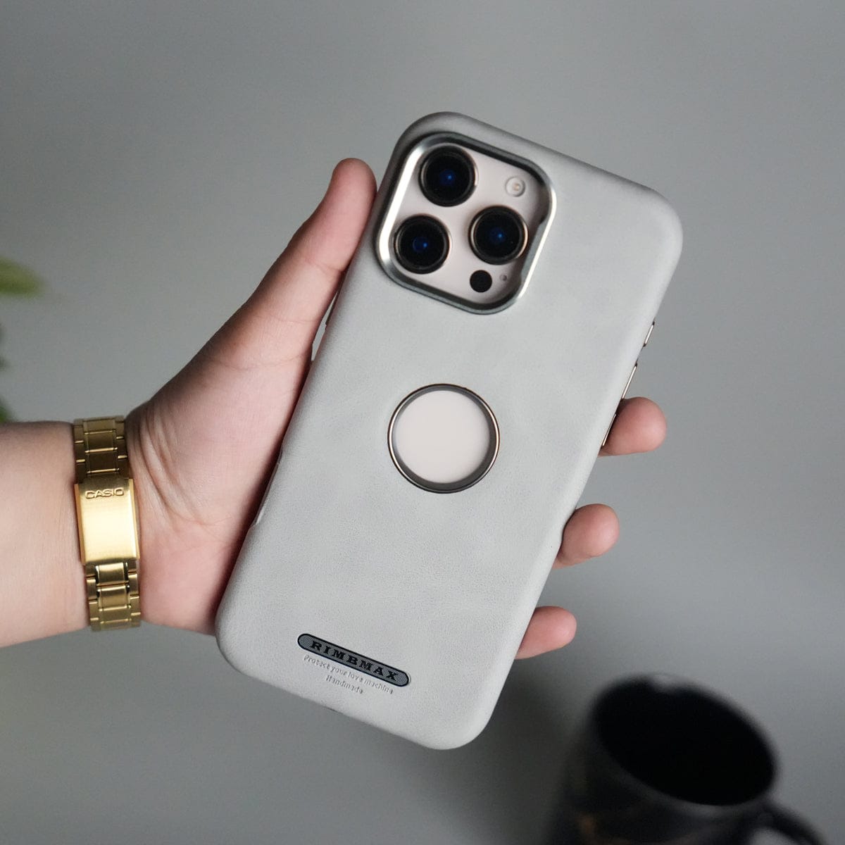 iPhone 16 Series PU Leather Logo Cut MagSafe Case | Metal Camera Frame with Premium Finish