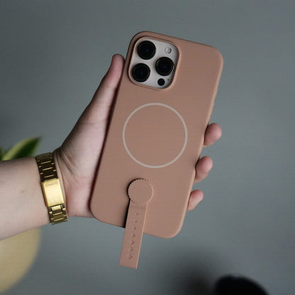 iPhone 16 Pro Max Silicone Case | Magnetic Ring | Silicone Rotating Grip Strap Cover
