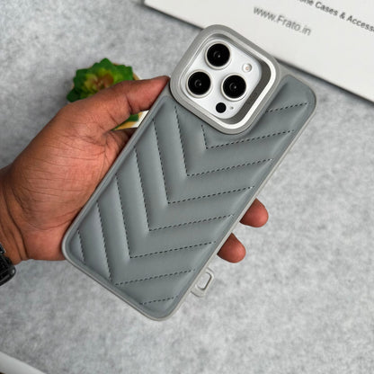 iPhone 16 Pro Max PUFF Leather Metallic Camera Frame Case Cover