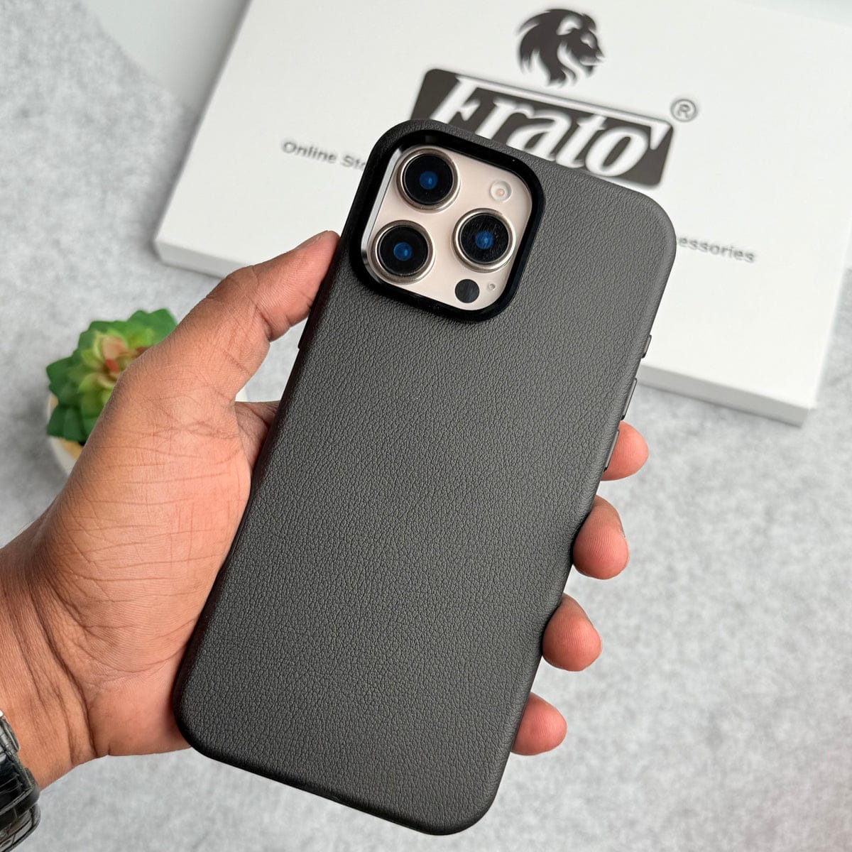 iPhone 16 Series Premium Leather Texture Metal Camera Bump MagSafe Cover