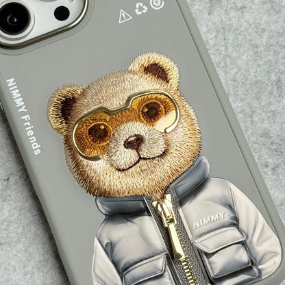 iPhone 16 Pro Max / iPhone 16 Pro 3D Embroidery Teddy Zipper Jacket Case