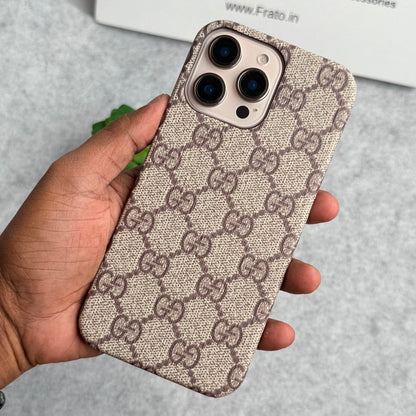 iPhone 16 Series Luxury GG Pattern PU Leather Case Cover