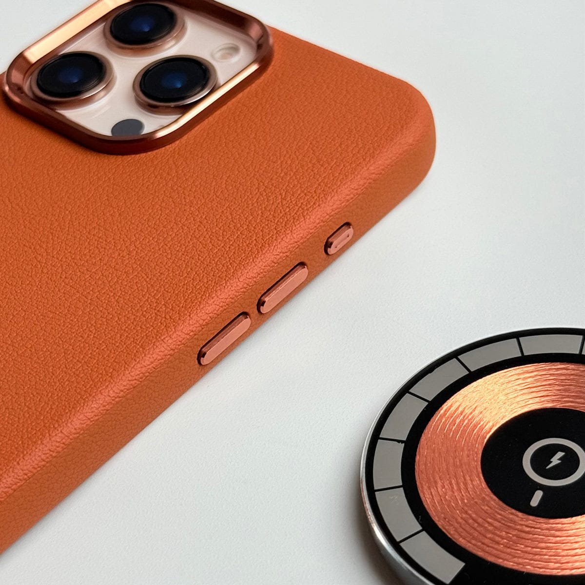 iPhone 16 Pro Max Premium Leather Texture Metal Camera Bump MagSafe Cover Brown