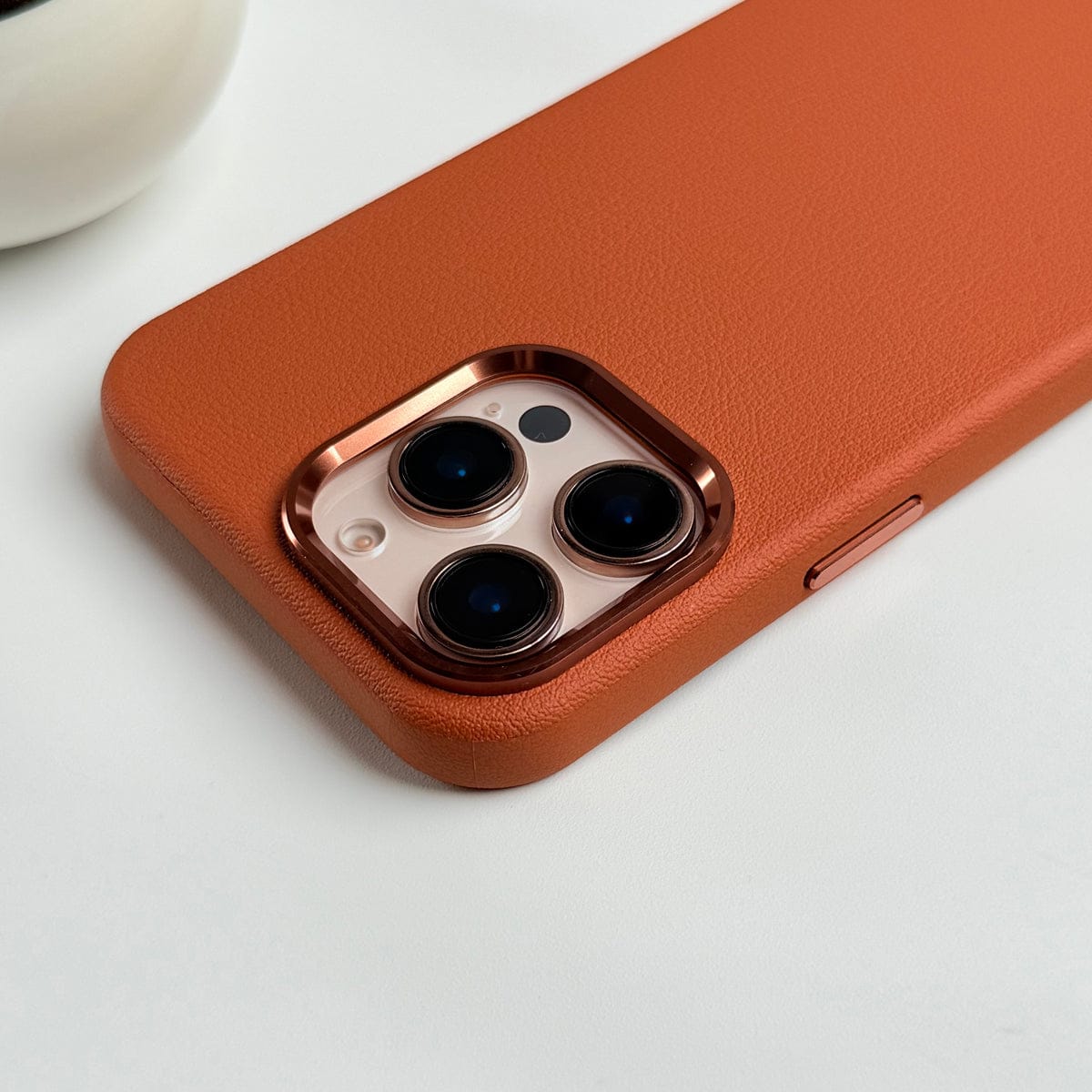 iPhone 16 Pro Max Premium Leather Texture Metal Camera Bump MagSafe Cover Brown